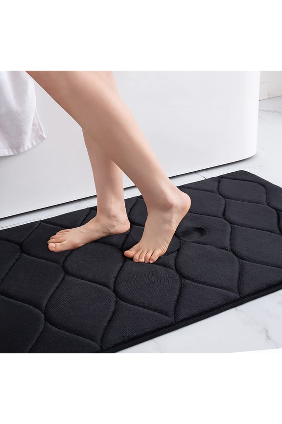 Memory Foam Bathroom Rugs, Ultra Soft & Non-Slip Bath Mat, 17"x24", Black
