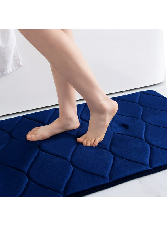 Smiry Memory Foam Bathroom Rugs, Ultra Soft & Non-Slip Bath Mat, 17"x24", Navy Blue