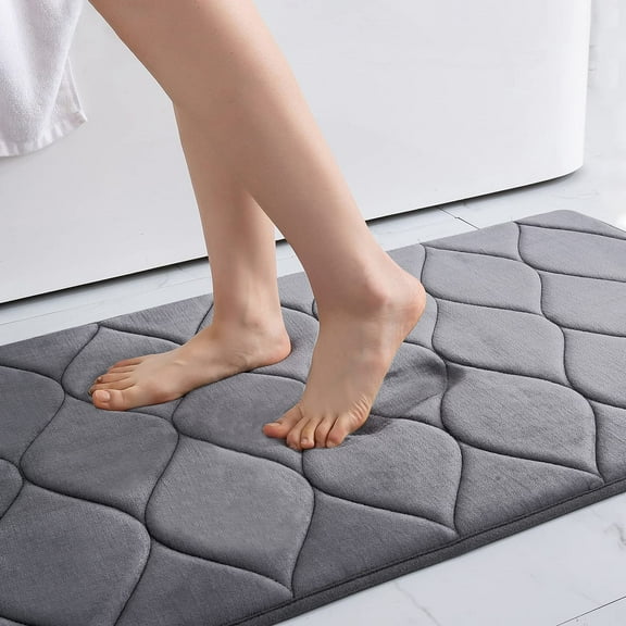 Smiry Memory Foam Bathroom Rugs, Ultra Soft & Non-Slip Bath Runner Mat, 24"x47", Dark Grey