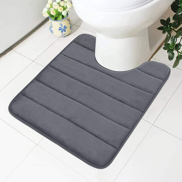 Smiry Memory Foam Bathroom rugs Toilet mats, U-Shaped Contour Carpet, 20" x 24", Drak Grey