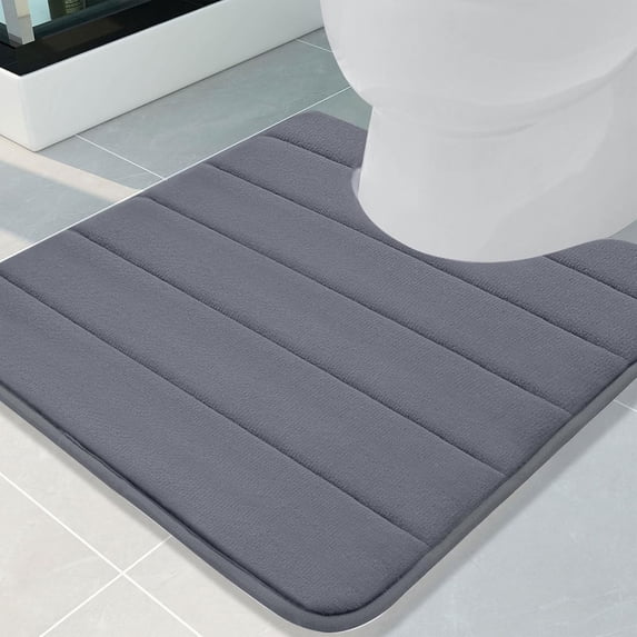Smiry Memory Foam Bathroom rugs Toilet mats, U-Shaped Contour Carpet, 24" x 24", Drak Grey