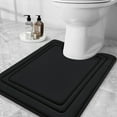 thumbnail image 1 of Smiry Memory Foam Toilet Rugs U-Shaped 20"x 24", Ultra Soft Absorbent Bathroom Rug, Non-Slip Machine Washable Contour Bath Rug, Black, 1 of 8
