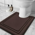 thumbnail image 1 of Smiry Memory Foam Toilet Rugs U-Shaped 20"x 24", Ultra Soft Absorbent Bathroom Rug, Non-Slip Machine Washable Contour Bath Rug, Brown, 1 of 8