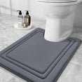 thumbnail image 1 of Smiry Memory Foam Toilet Rugs U-Shaped 20"x 24", Ultra Soft Absorbent Bathroom Rug, Non-Slip Machine Washable Contour Bath Rug, Dark Grey, 1 of 8