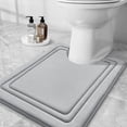 thumbnail image 1 of Smiry Memory Foam Toilet Rugs U-Shaped 20"x 24", Ultra Soft Absorbent Bathroom Rug, Non-Slip Machine Washable Contour Bath Rug, Grey, 1 of 8