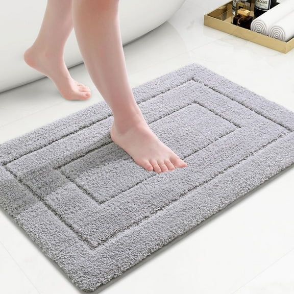 Smiry Microfiber Bathroom Rugs, 16"x24" Soft and Absorbent Bath Rugs, Non-Slip Machine Wash bath mats, Grey