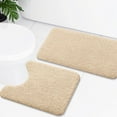 thumbnail image 1 of Smiry Microfiber Bathroom Rugs 2 Piece Set, Soft Non-Slip Absorbent Bath Mat And U-Shaped Toilet Contour Rug (24"x20"+30"x20", Beige), 1 of 6