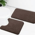 thumbnail image 1 of Smiry Microfiber Bathroom Rugs 2 Piece Set, Soft Non-Slip Absorbent Bath Mat And U-Shaped Toilet Contour Rug (24"x20"+30"x20", Brown), 1 of 6