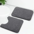 thumbnail image 1 of Smiry Microfiber Bathroom Rugs 2 Piece Set, Soft Non-Slip Absorbent Bath Mat And U-Shaped Toilet Contour Rug (24"x20"+30"x20", Grey), 1 of 6