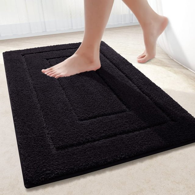 Smiry Microfiber Bathroom Rugs, 20"x30" Soft and Absorbent Bath Rugs, Non-Slip Machine Wash bath mats, Black