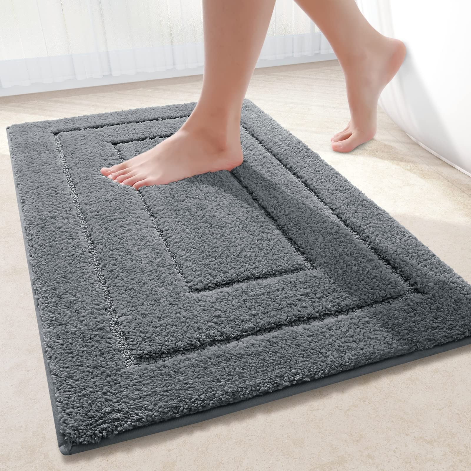 Smiry Ultra-Absorbent Microfiber Bathroom Rugs, 20"x30" Non-Slip, Machine Washable, Soft Bath ...