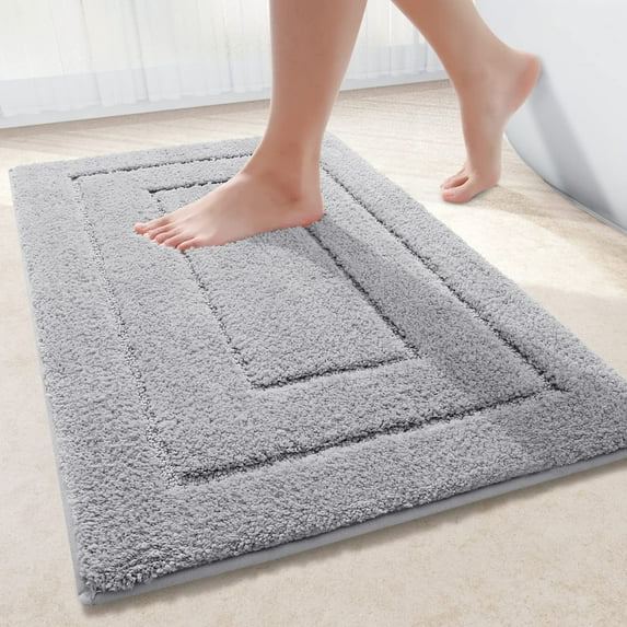 Smiry Microfiber Bathroom Rugs, 20"x30" Soft and Absorbent Bath Rugs, Non-Slip Machine Wash bath mats, Grey