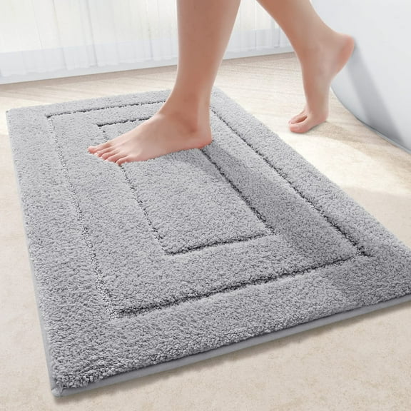 Smiry Microfiber Bathroom Rugs, 20"x30" Soft and Absorbent Bath Rugs, Non-Slip Machine Wash bath mats, Grey