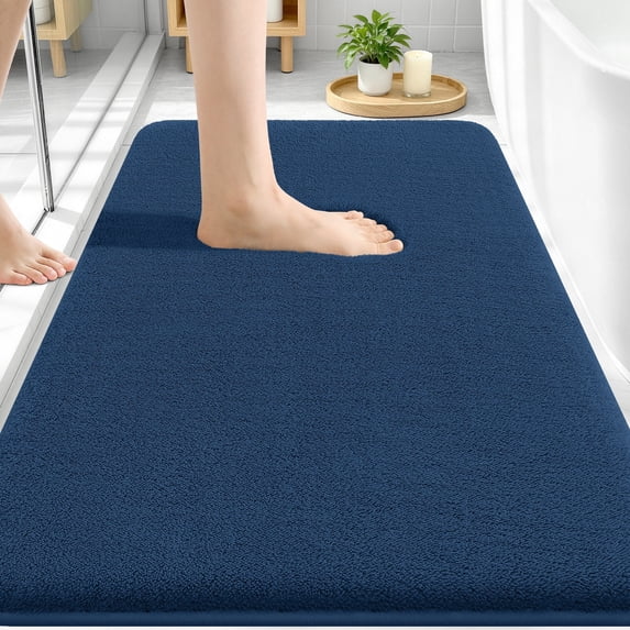 Smiry Memory Foam Bathroom Rugs 24x16, Non-Slip Bath Rugs and Mats, Soft Absorbent Bathroom Mat for Bathroom Floor Machine Washable, Navy Blue