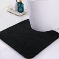 thumbnail image 1 of Smiry Microfiber U-Shaped Toilet Rugs, Shaggy Soft and Absorbent Contour Rugs, 24"x20" Non Slip Toilet Carpets for Bathroom, Black, 1 of 6