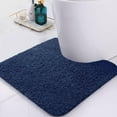 thumbnail image 1 of Smiry Microfiber U-Shaped Toilet Rugs, Shaggy Soft and Absorbent Contour Rugs, 24"x20" Non Slip Toilet Carpets for Bathroom, Navy Blue, 1 of 6