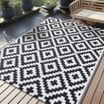 thumbnail image 1 of Smiry Outdoor Rugs 5'x8' for Patios, Waterproof Plastic Straw Rugs, Reversible Mats for RV, Deck, Porch, Picnic, Black and White, 1 of 7