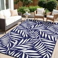 thumbnail image 1 of Smiry Outdoor Rugs 5x8, Waterproof Plastic Straw Indoor Outdoor Mat for Patio, RV Camping, Deck,Porch, Navy & White, 1 of 9