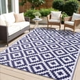 thumbnail image 1 of Smiry Outdoor Rug 6x9, Waterproof Reversible Plastic Outdoor Mat, Indoor Outdoor Rugs for Patio, RV, Deck, Porch, Navy & White, 1 of 7
