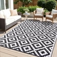 thumbnail image 1 of Smiry Outdoor Rug 8x10, Waterproof Reversible Plastic Outdoor Mat, Indoor Outdoor Rugs for Patio, RV, Deck, Porch, Black & White, 1 of 7