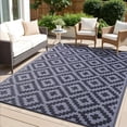 thumbnail image 1 of Smiry Outdoor Rug 9x12, Waterproof Reversible Plastic Outdoor Mat, Indoor Outdoor Rugs for Patio, RV, Deck, Porch, Black & Grey, 1 of 7