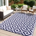 thumbnail image 1 of Smiry Outdoor Rug 9x12, Waterproof Reversible Plastic Outdoor Mat, Indoor Outdoor Rugs for Patio, RV, Deck, Porch, Navy & White, 1 of 7
