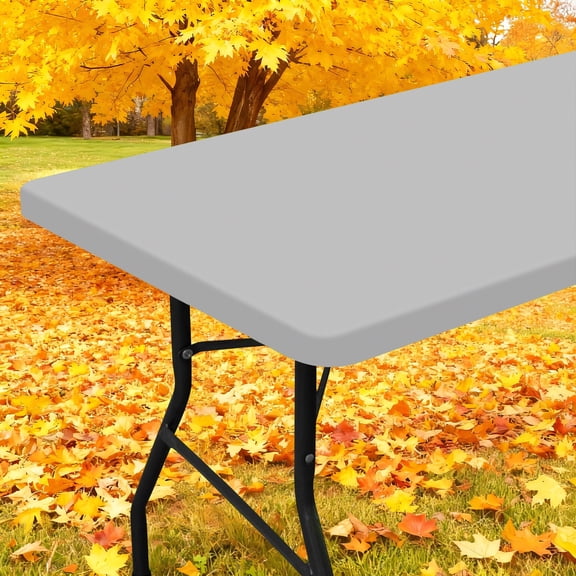 Smiry Rectangle Picnic Tablecloth, Waterproof Wipeable Table Cloth, Washable Elastic Table Cover for Outdoor and Indoor, 24"x48", Grey