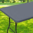 thumbnail image 1 of Smiry Rectangle Picnic Tablecloth, Waterproof Wipeable Table Cloth, Washable Elastic Table Cover for Outdoor and Indoor, 24"x48", Grey, 1 of 8