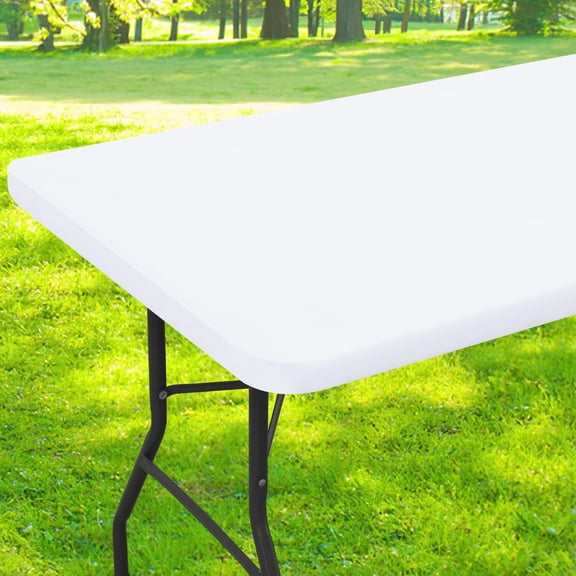 Smiry Rectangle Picnic Tablecloth, Waterproof Wipeable Table Cloth, Washable Elastic Table Cover for Outdoor and Indoor, 30"x48", White