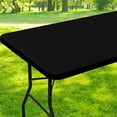 thumbnail image 1 of Smiry Rectangle Picnic Tablecloth, Waterproof Wipeable Table Cloth, Washable Elastic Table Cover for Outdoor and Indoor, 30"x72", Black, 1 of 9