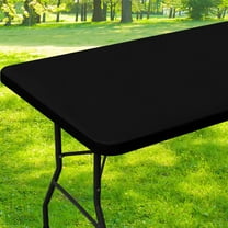 Smiry Rectangle Picnic Tablecloth, Waterproof Wipeable Table Cloth, Washable Elastic Table Cover for Outdoor and Indoor, 30"x72", Black