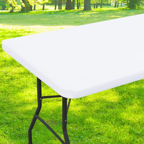Smiry Rectangle Picnic Tablecloth, Waterproof Wipeable Table Cloth, Washable Elastic Table Cover for Outdoor and Indoor, 30"x72", White