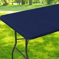 thumbnail image 1 of Smiry Rectangle Picnic Tablecloth, Waterproof Wipeable Table Cloth, Washable Elastic Table Cover for Outdoor and Indoor, 30"x96", Navy, 1 of 8