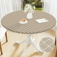 thumbnail image 1 of Smiry Round Vinyl Tablecloth,Waterproof Fitted Flannel Backed Table Cover for 36" - 44" Tables, Elastic for Picnic Table Cloth, Indoor and Outdoor, Khaki, 1 of 8