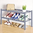 thumbnail image 1 of Smiry Shoe Rack 2 Tier, Stackable Bamboo Shoe Organizer, Shoe Storage for Closet, Entryway and Bedroom, Grey, 1 of 7