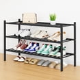 thumbnail image 1 of Smiry Shoe Rack 3 Tier, Stackable Bamboo Shoe Organizer, Shoe Storage for Closet, Entryway and Bedroom, Black, 1 of 1