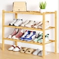 thumbnail image 1 of Smiry Shoe Rack 3 Tier, Stackable Bamboo Shoe Organizer, Shoe Storage for Closet, Entryway and Bedroom, Natural, 1 of 8