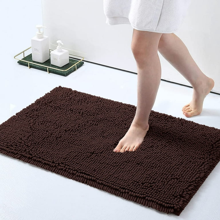 Homaxy Shaggy Chenille Bath Mat Absorbent Quick Dry Floor Decoration Shower  Pad Soft Thick Plush Carpet Anti-Slip Bathroom Rug