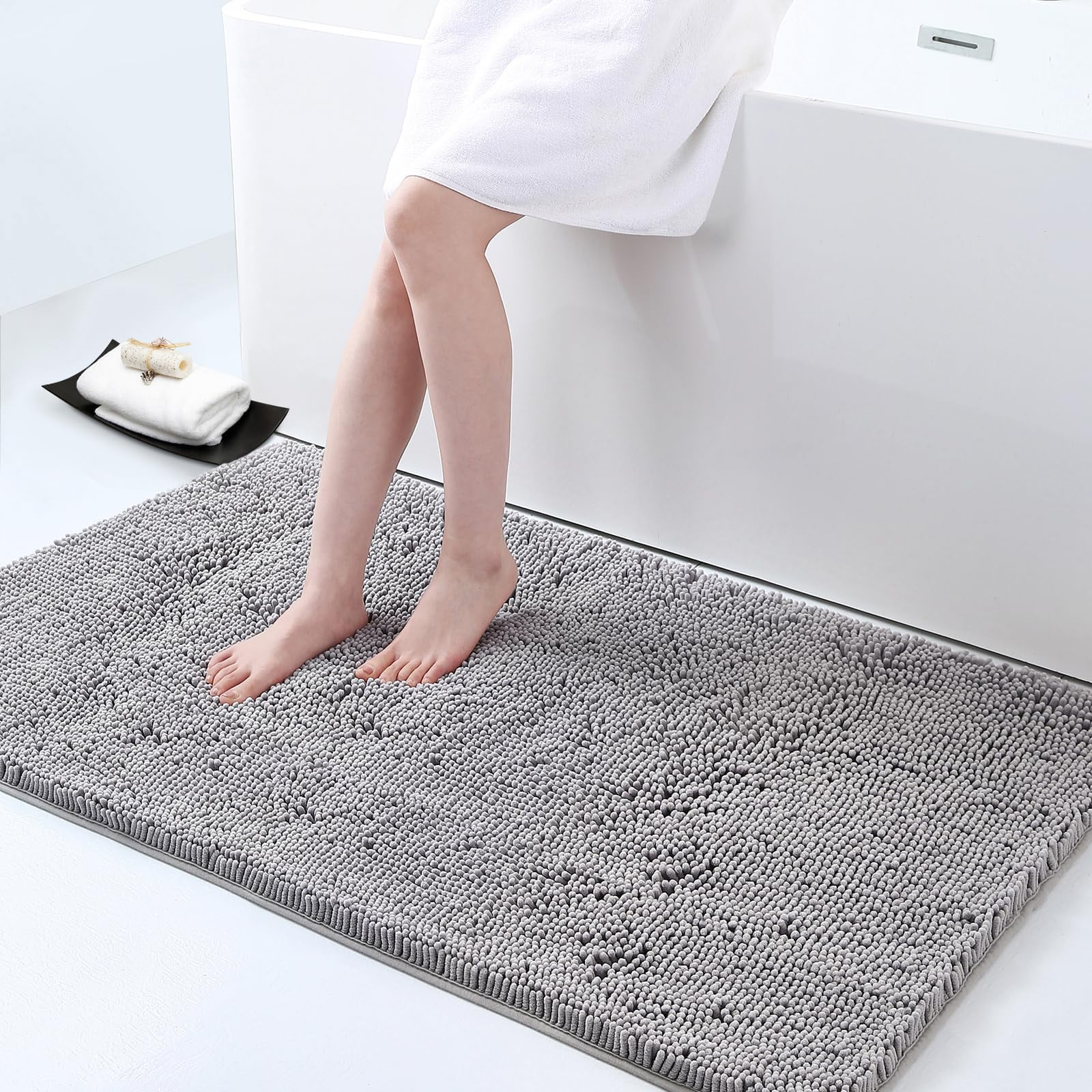  Color G Gray Bathroom Rugs - Upgrade Your Bathroom with Soft  Plush Light Grey Microfiber Bath Mat - Non Slip, Absorbent, Washable, Quick  Dry, 16”x24” Bath Rug Bathroom Carpet for Shower 