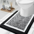 thumbnail image 1 of Smiry U-Shaped Luxury Bathroom Rugs, Ultra Soft and Absorbent Microfiber Contour Bath Rug, Non-Slip Machine Washable Toilet Rug, 24"x20", Black and White, 1 of 7