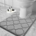 thumbnail image 1 of Smiry U-Shaped Memory Foam Bathroom Rugs 24x20, Ultra Soft and Absorbent Toilet Rugs, Non-Slip Machine Washable Contour Mats, Grey, 1 of 8