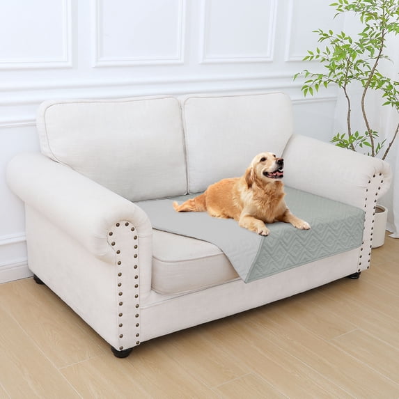 Smiry Waterproof Dog Couch Covers, Washable Dog Blankets For Sofa & Bed, Reversible Furniture Protector For Pets (30x53 Inch, Grey/Light Grey)