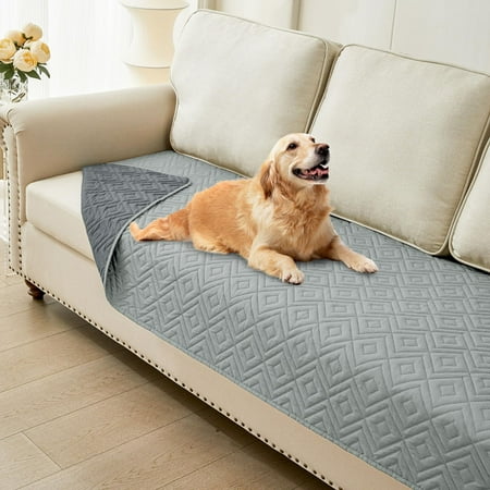 Smiry Waterproof Dog Couch Covers, Washable Dog Blankets For Sofa & Bed, Reversible Furniture Protector For Pets (30x70 Inch, Grey/Dark Grey)