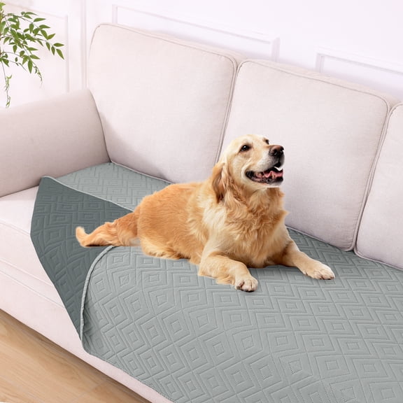 Smiry Waterproof Dog Couch Covers, Washable Dog Blankets For Sofa & Bed, Reversible Furniture Protector For Pets (40x80 Inch, Grey/Dark Grey)