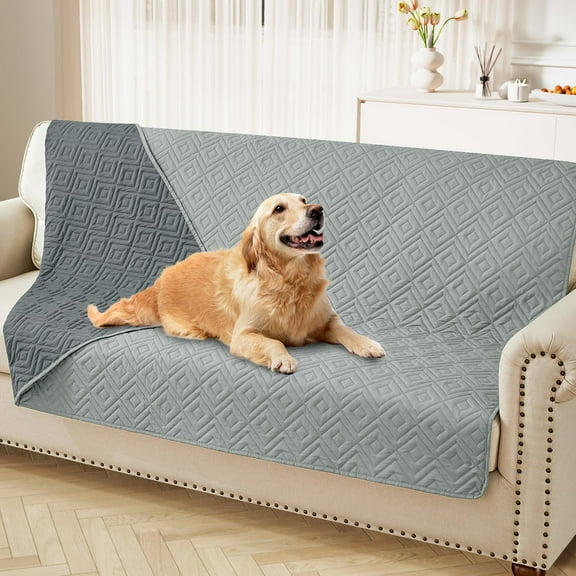 Smiry Waterproof Dog Couch Covers, Washable Dog Blankets For Sofa & Bed, Reversible Furniture Protector For Pets (52x82 Inch, Grey/Dark Grey)