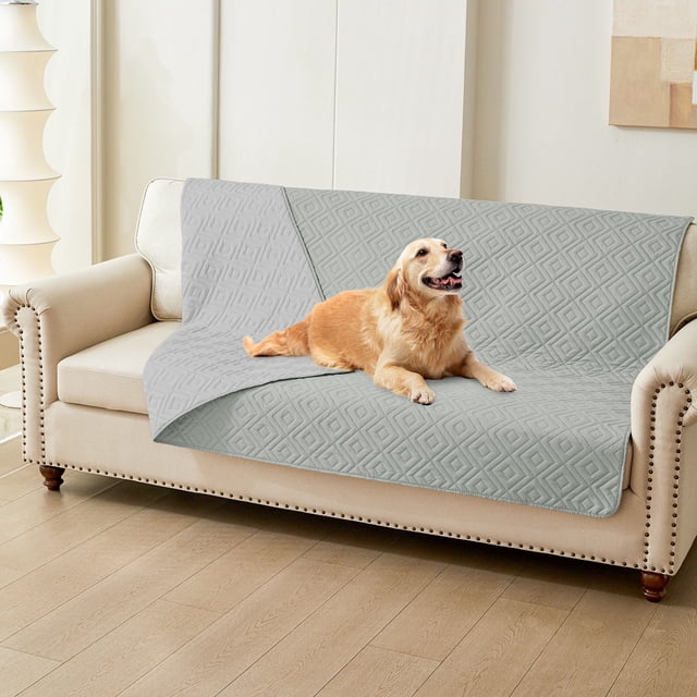 Smiry Waterproof Dog Couch Covers, Washable Dog Blankets For Sofa & Bed, Reversible Furniture Protector For Pets (52x82 Inch, Grey/Light Grey)