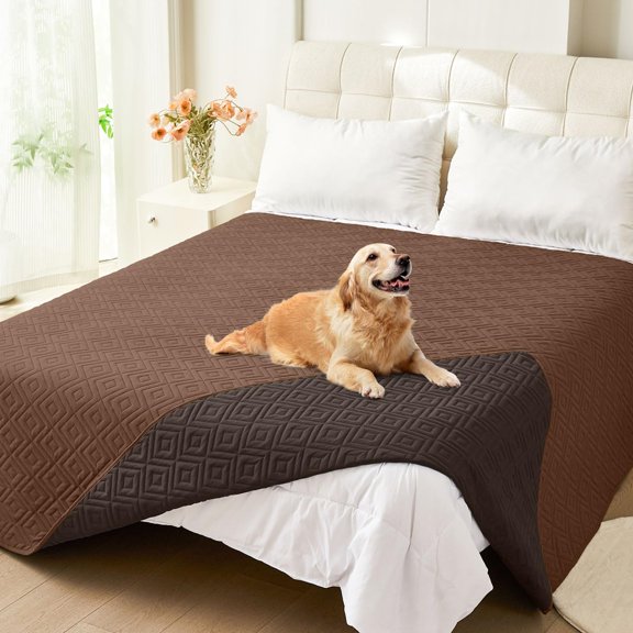 Smiry Waterproof Dog Couch Covers, Washable Dog Blankets For Sofa & Bed, Reversible Furniture Protector For Pets (82x102 Inch, Brown/Chocolate)