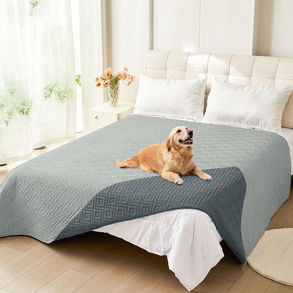 Smiry Waterproof Dog Couch Covers, Washable Dog Blankets For Sofa & Bed, Reversible Furniture Protector For Pets (82x102 Inch, Grey/Dark Grey)