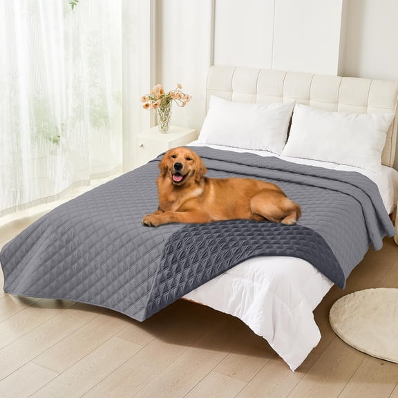 Smiry Waterproof Pet Couch Covers, Washable Dog Blankets for Couch & Bed, Reversible Sofa Cover for Living Room (82x102 Inch, Grey/Dark Grey)
