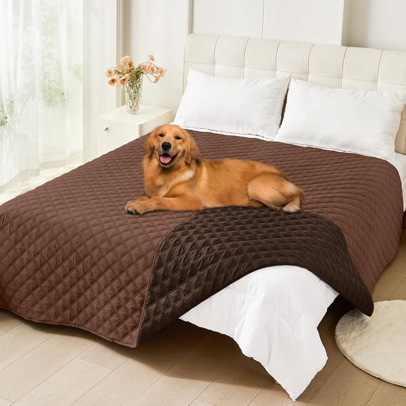 Smiry Waterproof Pet Couch Covers, Washable Dog Blankets for Couch & Bed, Reversible Sofa Cover for Living Room (82x120 Inch, Brown/Chocolate)